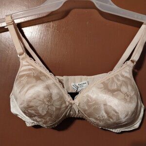 VINTAGE FRUIT OF THE LOOM BRA-ROSE BEIGE SIZE 36B SATIN-STYLE 4437